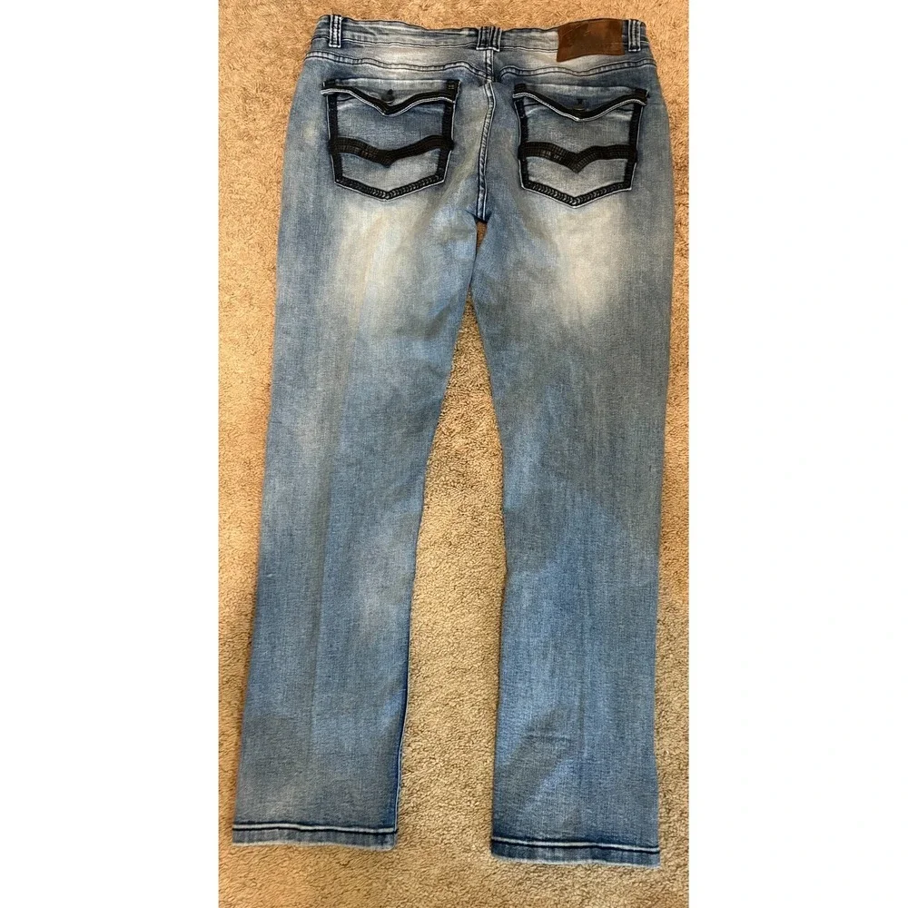Blue Cult Jeans Men's Size 36 Denim Distressed Mid-Rise tapered Legs Grunge